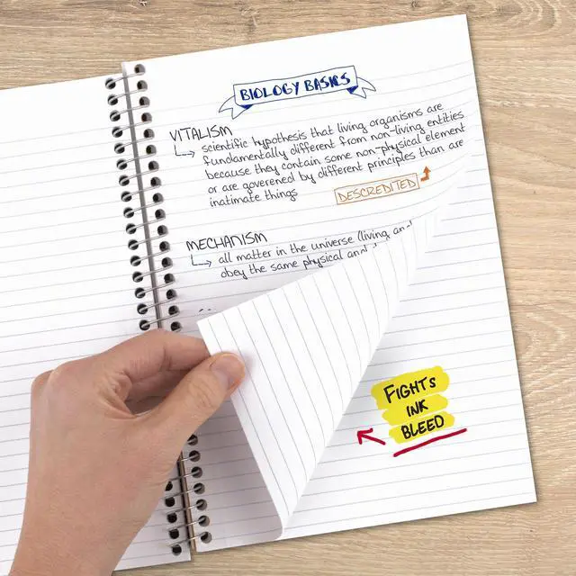 Alt view image 5 of 6 - Five Star 840029CG1 Spiral Notebook, 2 Subject, College Ruled Paper, 6"x9.5", 80 Sheets, Blue