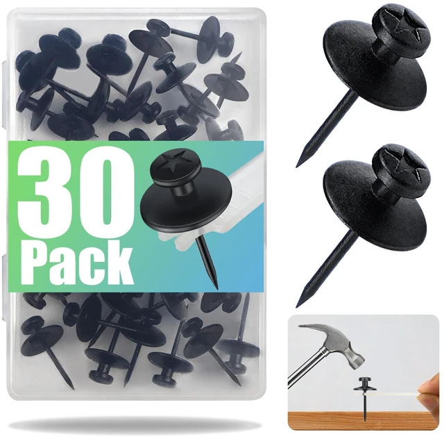 Main image of 30 Pack Double Headed Push Pins, Mini Wall Hook Design, for Hanging Pictures Tapestry and String Lights, Renter Friendly Thumb Tacks for Dorm Apartment Home Office, Black