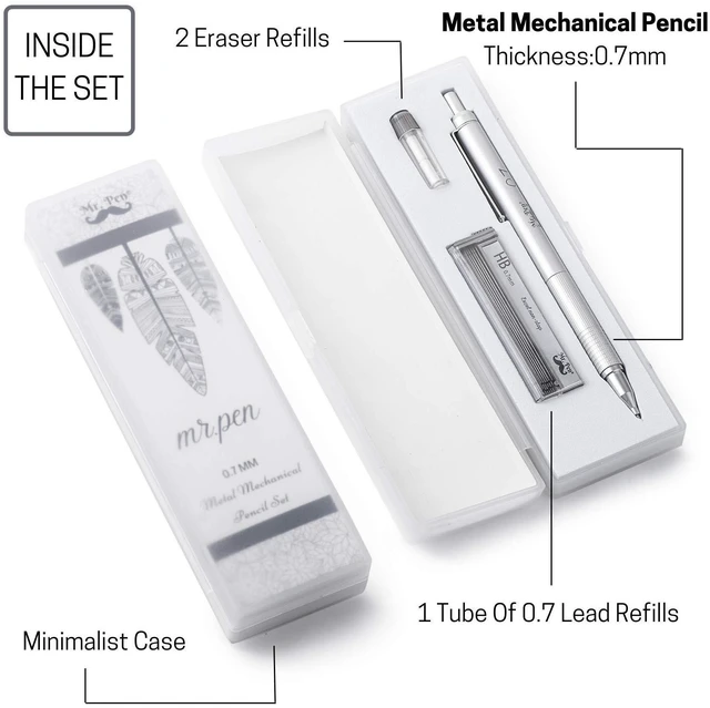 Alt view image 3 of 6 - Mr. Pen 0.7mm Mechanical Pencil with Case, Metal Drawing Pencil