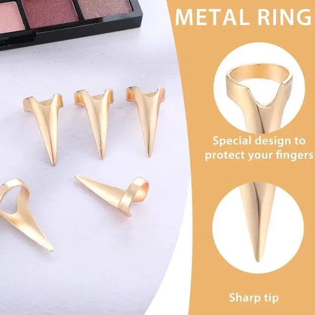 Alt view image 4 of 7 - 10 Pcs Metal Hair Parting Rings, Pinky Selecting Tools, Finger Tool
