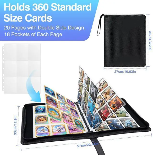 Alt view image 5 of 7 - 360 Pockets Double-Sided 9 Pocket Trading Card Pages for 3 Ring Binder, Clear Plastic Sleeves for Sport Cards, Business Cards, Game Cards, Photos (20 Pack)