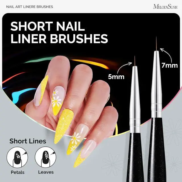 Alt view image 4 of 5 - MelodySusie 5/7/9/11/20mm Nail Art Liner Brushes 5Pcs