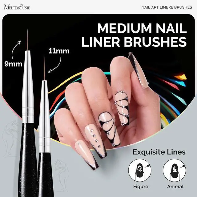 Alt view image 3 of 5 - MelodySusie 5/7/9/11/20mm Nail Art Liner Brushes 5Pcs
