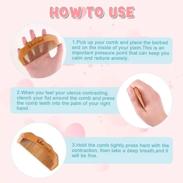 Alt view image 5 of 7 - Birth Comb for Labor Pain, Postpartum, Home Delivery, Pregnancy & Hospital Bag, Acupressure Tool for Anxiety & Natural Pain Relief