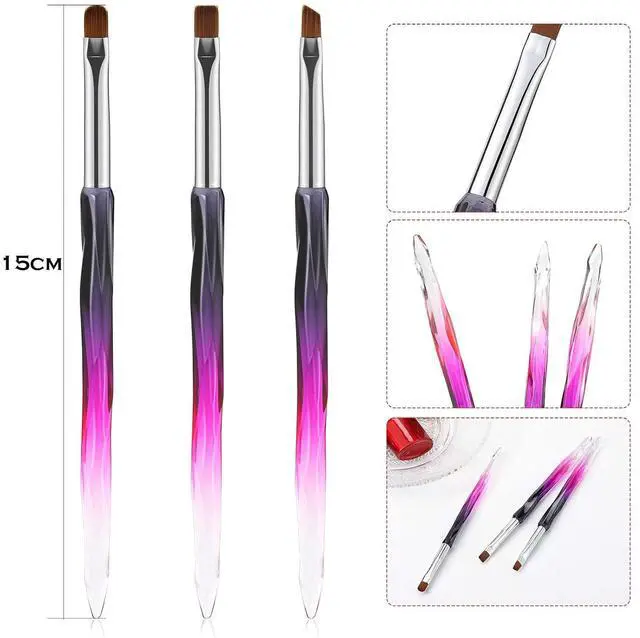 Alt view image 3 of 7 - 3Pcs Nail Art Clean Up and Cuticle Polish Removal Brushes Set