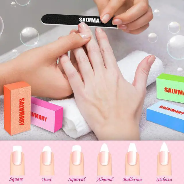 Alt view image 6 of 6 - SALVMARY 100/180 Grit Nail File and 80/100 Grit Nail Buffer Block Set 8 Pcs