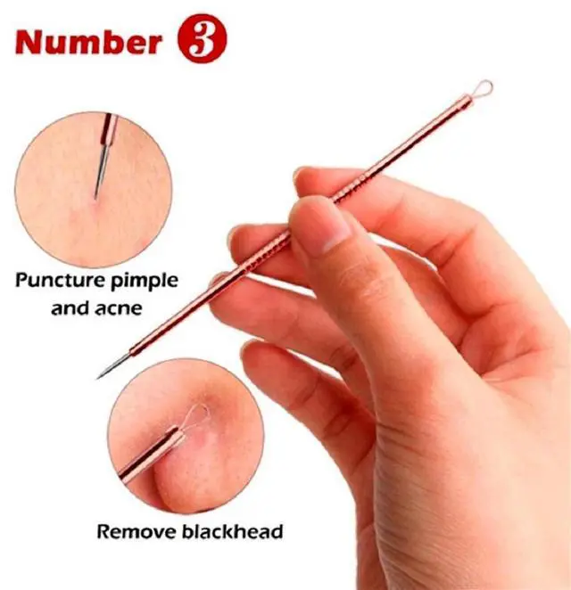 Alt view image 5 of 6 - Blackhead Remover Pimple Comedone Extractor Tool Acne Removal Kit 4 Piece Set with Case for Nose Face Skin - Rose