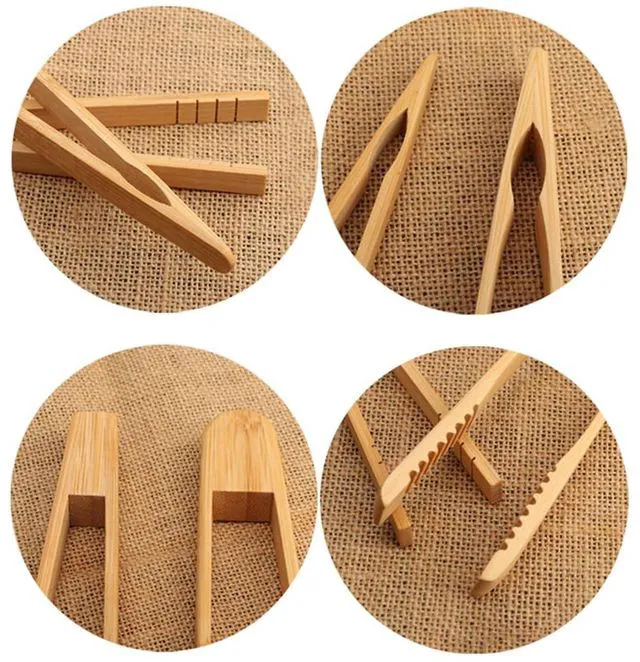 Alt view image 2 of 7 - 1 Piece Bamboo Toast Tongs, 9.8 Inches, with Anti-slip Design and Cooking Oil Coating, Eco-friendly