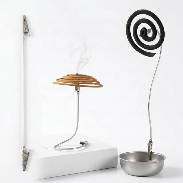 Alt view image 6 of 6 - Vintage Kiln-Changed Ceramic Incense Burner Set with Alloy Holder, Clip and Fireproof Mat, for Coil, Cone, Stick Incense, Zen Decor for Home Meditation Yoga