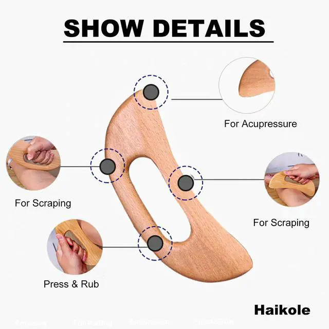 Alt view image 5 of 7 - Enttgo Wood Gua Sha Tool for Lymphatic Drainage, Anti Cellulite, Muscle Fatigue Relief - Neck, Back, Face, Leg (A-Wood1)