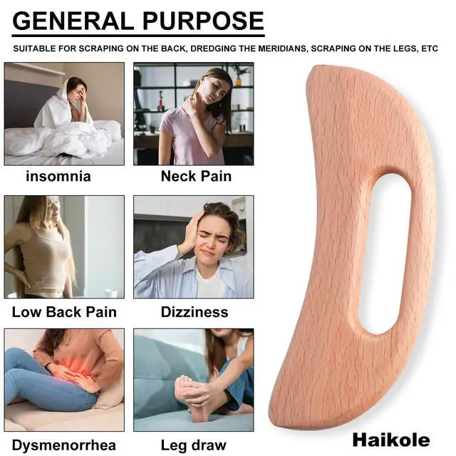 Alt view image 7 of 7 - Enttgo Wood Gua Sha Tool for Lymphatic Drainage, Anti Cellulite, Muscle Fatigue Relief - Neck, Back, Face, Leg (A-Wood1)