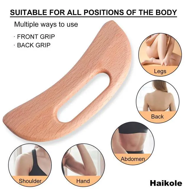 Alt view image 6 of 7 - Enttgo Wood Gua Sha Tool for Lymphatic Drainage, Anti Cellulite, Muscle Fatigue Relief - Neck, Back, Face, Leg (A-Wood1)