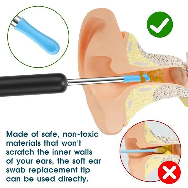 Alt view image 3 of 7 - 30 Pcs Ear Wax Removal Replacement Tips for Wet/Dry Ear Wax Cleaning, Ear Spoons Accessories Set for Adults for Ear Wax Removal Endoscope