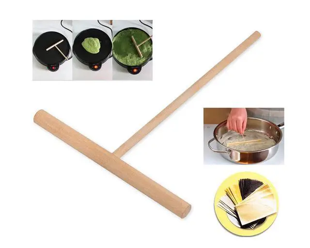 Alt view image 2 of 6 - DS. DISTINCTIVE STYLE Crepe Spreader 2 Pieces 6.1x4.7 Inches Natural Wooden T-Shaped Tool for Crepes
