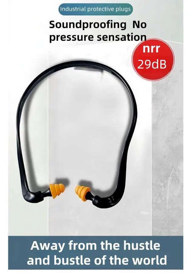 Alt view image 4 of 7 - 3-Pack Banded Earplugs, 29dB NRR Reusable Silicone Earplugs for Shooting, Sleep, Work, Concerts, Swimming, Construction - Lightweight, Non-Slip Design