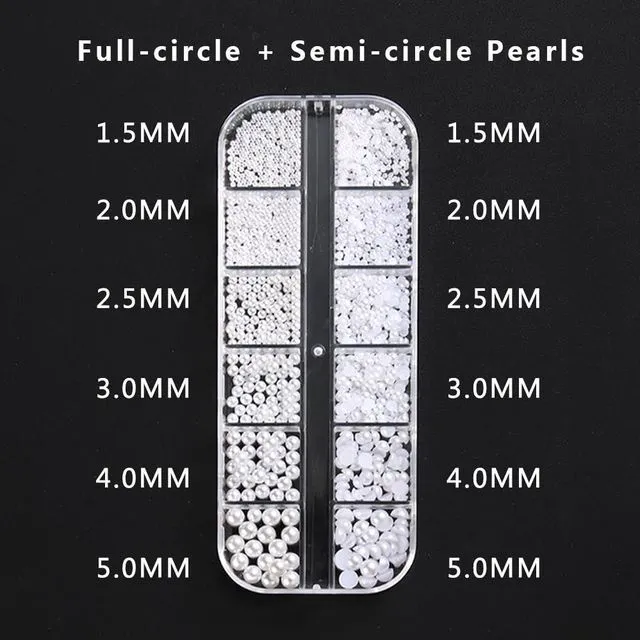 Alt view image 2 of 6 - SUTOKAKA 3D Nail Charms White Round and Half Round Pearls