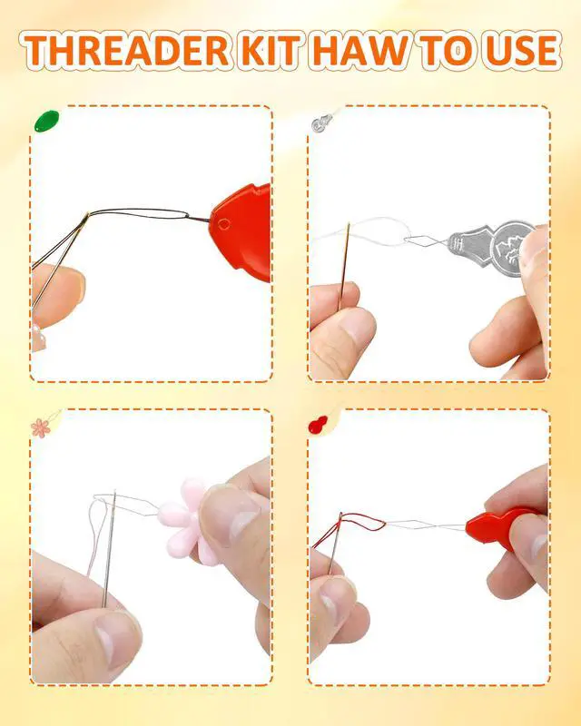 Alt view image 4 of 4 - FIVEIZERO Needle Threader Kit 24-Pack, 4 Types, for Hand Sewing, Sewing Machine & Embroidery Floss, with Clear Storage Box