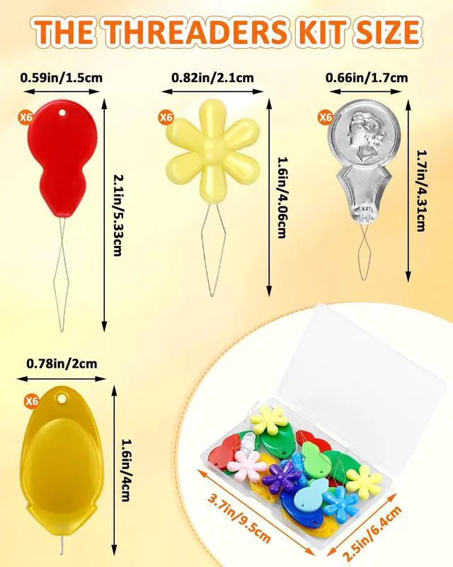 Alt view image 2 of 4 - FIVEIZERO Needle Threader Kit 24-Pack, 4 Types, for Hand Sewing, Sewing Machine & Embroidery Floss, with Clear Storage Box