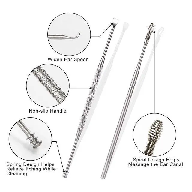 Alt view image 6 of 7 - BetyBedy 7 Pcs Earwax Removal Kit with Cleaning Brush and Storage Box, Silver Ear Curette Tool Set