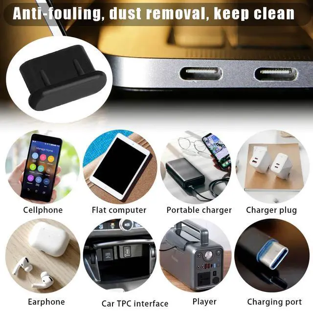 Alt view image 3 of 7 - 25 Pcs USB-C Dust Plug Cover for Samsung Galaxy Google Pixel Moto G TCL UMIDIGI OnePlus Nord and Type-C Devices