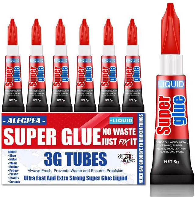 Main image of ALECPEA Super Glue 6 x 3g Instant Liquid Glue for Metal and Ceramic