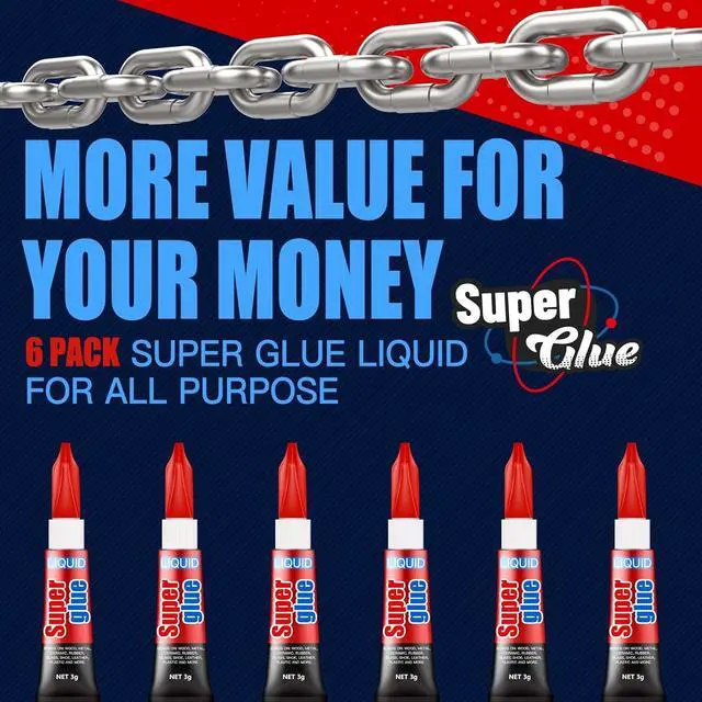 Alt view image 2 of 7 - ALECPEA Super Glue 6 x 3g Instant Liquid Glue for Metal and Ceramic