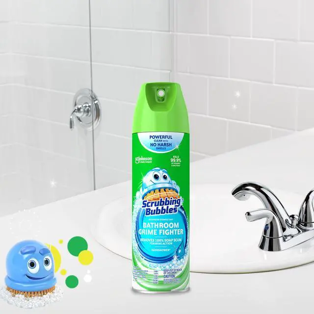Alt view image 6 of 6 - Grime Fighter Disinfectant Bathroom Cleaner Spray by Scrubbing Bubbles, 20oz