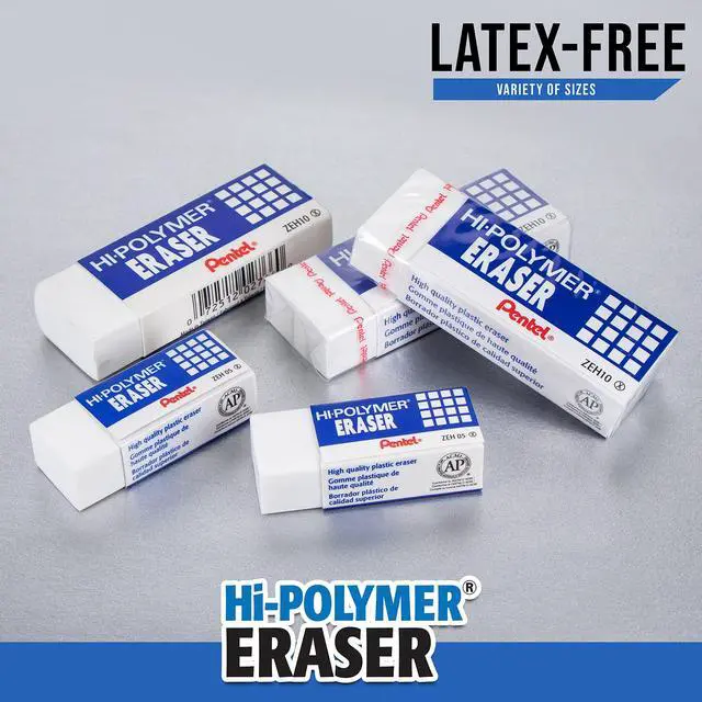 Alt view image 2 of 6 - Pentel ZEH05BP4 Hi-Polymer Block Eraser, Small, White, Pack of 4
