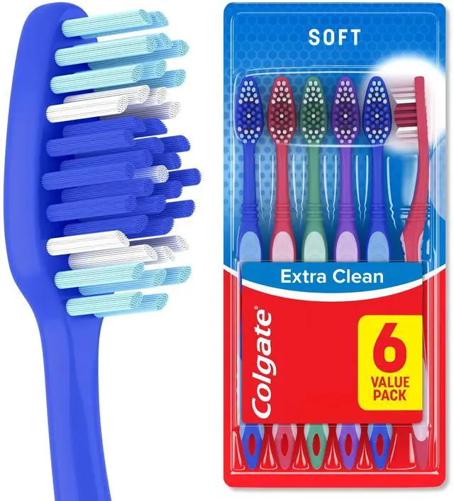 Main image of Colgate Extra Clean Adult Toothbrushes, Soft, 6-Pack