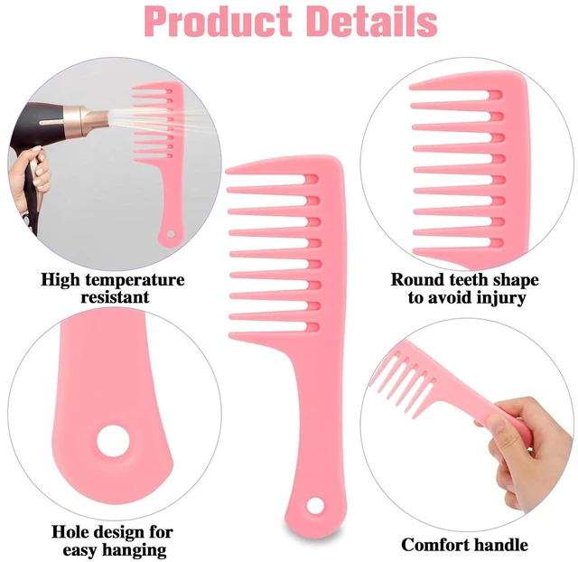 Alt view image 2 of 7 - Mini Wide Tooth Detangling Combs, 2-Pack, Travel-Size Plastic for Styling Curly, Long, Wet Hair