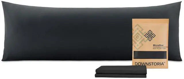 Main image of DOWNSTORIA Body Pillow Cover 20x54 Inch Ultra Soft Microfiber Envelope Closure Black