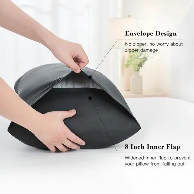 Alt view image 4 of 6 - DOWNSTORIA Body Pillow Cover 20x54 Inch Ultra Soft Microfiber Envelope Closure Black