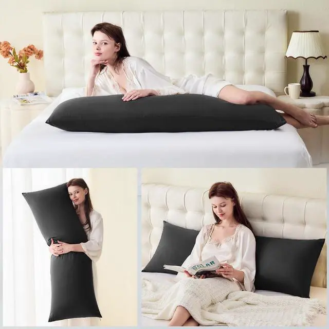 Alt view image 6 of 6 - DOWNSTORIA Body Pillow Cover 20x54 Inch Ultra Soft Microfiber Envelope Closure Black