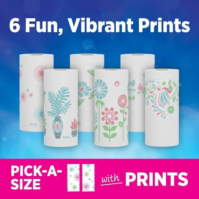 Alt view image 5 of 7 - Sparkle Pick-A-Size Paper Towels, Spirited Prints, 2 Double Rolls, Strong 2-Ply for Kitchen Cleanup and Everyday Messes