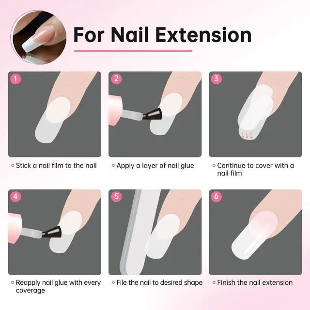 Alt view image 5 of 7 - Chrontier Silk Nail Wrap Self Adhesive Repair Bandage Tape Easy Trimmerable for UV Gel Acrylic Nail Art Extension Fiberglass Professional Manicure Tool