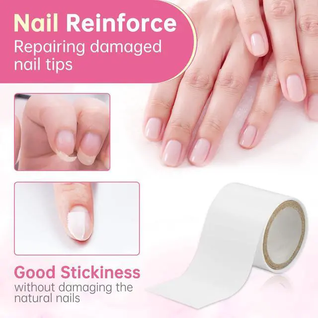 Alt view image 2 of 7 - Chrontier Silk Nail Wrap Self Adhesive Repair Bandage Tape Easy Trimmerable for UV Gel Acrylic Nail Art Extension Fiberglass Professional Manicure Tool