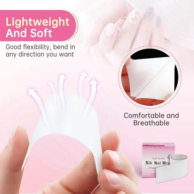 Alt view image 4 of 7 - Chrontier Silk Nail Wrap Self Adhesive Repair Bandage Tape Easy Trimmerable for UV Gel Acrylic Nail Art Extension Fiberglass Professional Manicure Tool