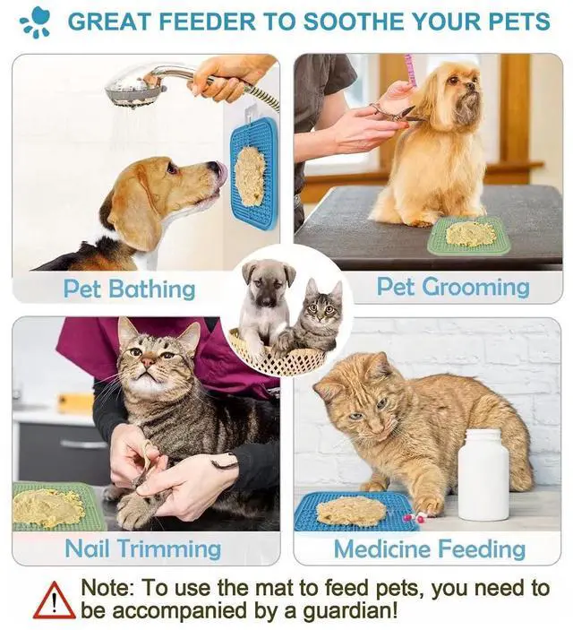 Alt view image 3 of 6 - Licking Mat with Suction Cups for Dogs & Cats, 1 Pack Square Slow Feeder Lick Pat for Anxiety Relief & Boredom, Toys to Keep Them Busy, Bathing Training Grooming Mat