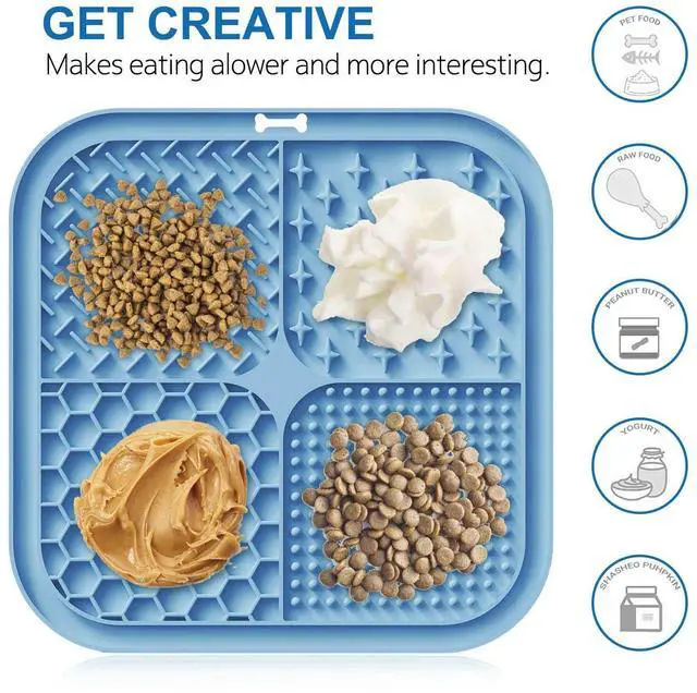 Alt view image 4 of 6 - Licking Mat with Suction Cups for Dogs & Cats, 1 Pack Square Slow Feeder Lick Pat for Anxiety Relief & Boredom, Toys to Keep Them Busy, Bathing Training Grooming Mat