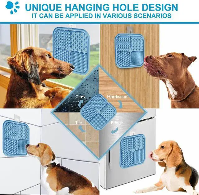 Alt view image 5 of 6 - Licking Mat with Suction Cups for Dogs & Cats, 1 Pack Square Slow Feeder Lick Pat for Anxiety Relief & Boredom, Toys to Keep Them Busy, Bathing Training Grooming Mat