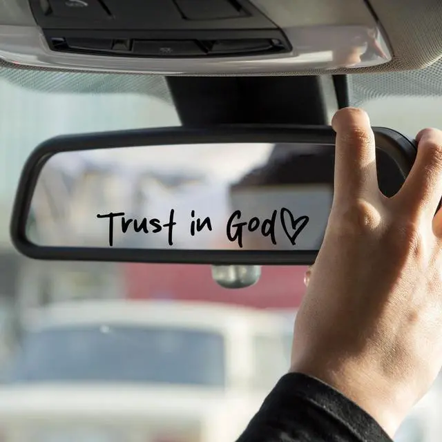 Alt view image 2 of 7 - 6Pcs Trust in God Cute Rearview Mirror Decoration Stickers, Christian Car Accessories for Men and Women Gift