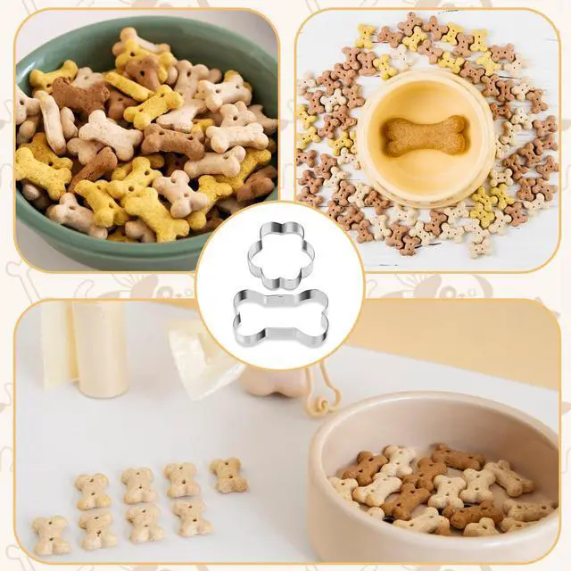 Alt view image 6 of 7 - 6 PCS Stainless Steel Dog Bone & Paw Print Cookie Cutter Set, 3 Sizes, Biscuit Mold for Theme Party Homemade Treats and Baking