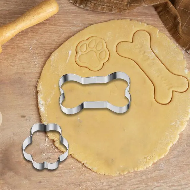 Alt view image 3 of 7 - 6 PCS Stainless Steel Dog Bone & Paw Print Cookie Cutter Set, 3 Sizes, Biscuit Mold for Theme Party Homemade Treats and Baking