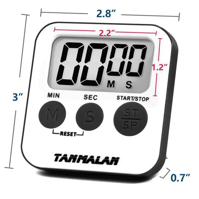 Alt view image 2 of 4 - Tanmalan Kitchen Timer with Loud Alarm, Large Display, Auto Memory, Big Button, Count Down/Up, Easy to Use, for Kids and Classroom (6.0-Grey)