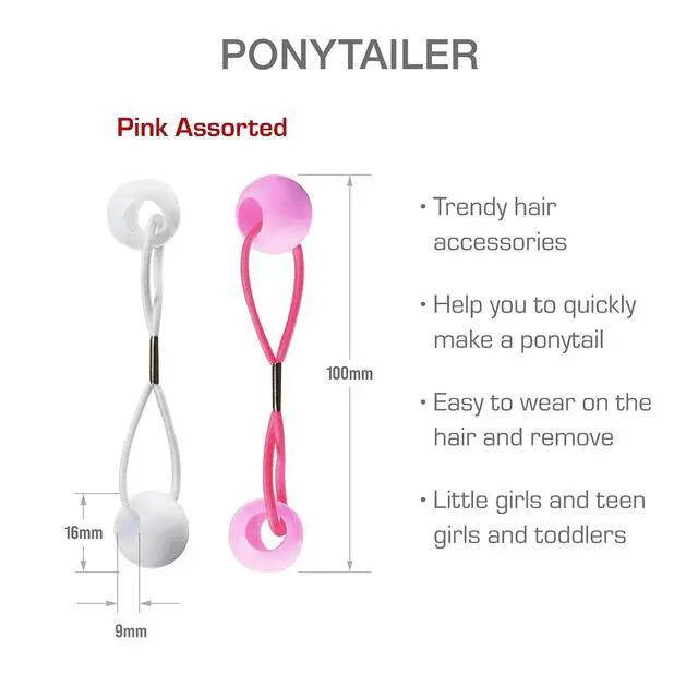 Alt view image 5 of 5 - RED by Kiss 10 Pieces 16mm Ball Hair Ties, Bubble Ponytail Holders, Twin Bead Elastic Hair Accessories for Kids, Pink Assorted
