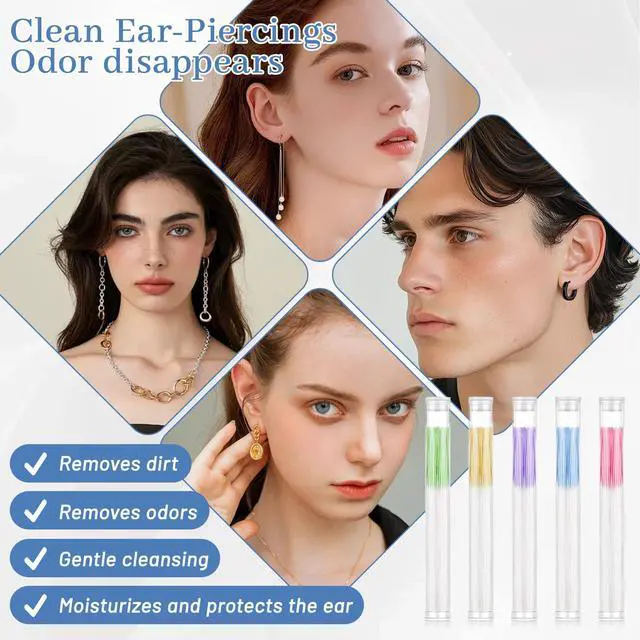 Alt view image 2 of 7 - Ear Piercing Cleaning Floss 300Pcs, 5 Colors Disposable Earring Hole Cleaner for Women Men