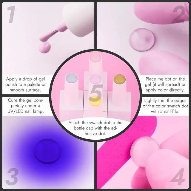 Alt view image 5 of 6 - Finea 144pcs Gel Nail Polish Color Display Swatch Dots Clear with Stickers