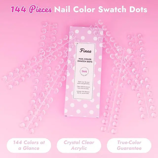Alt view image 4 of 6 - Finea 144pcs Gel Nail Polish Color Display Swatch Dots Clear with Stickers
