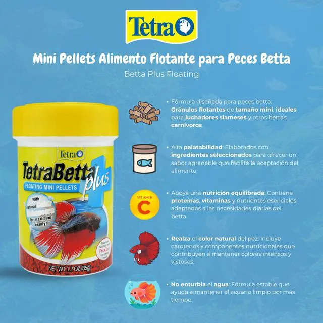 Alt view image 4 of 6 - TetraBetta PLUS Floating Mini Pellets With Natural Color Enhancer, 1.2oz