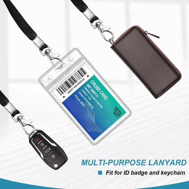 Alt view image 4 of 7 - 3 Pack Clear Vertical ID Badge Holder with Lanyard